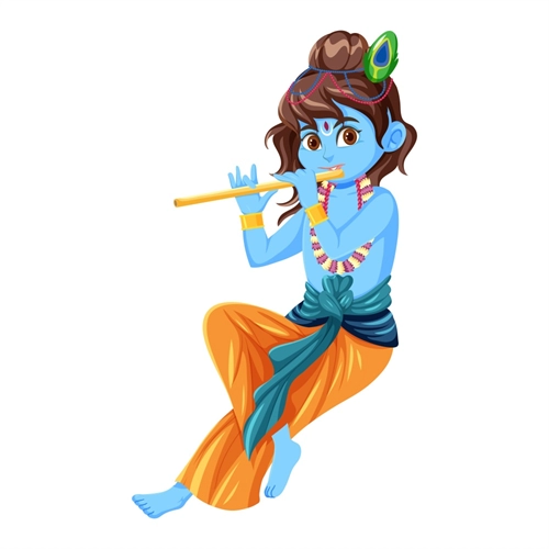 Balkrishna Theme Krishna With Flute Transparent Sticker